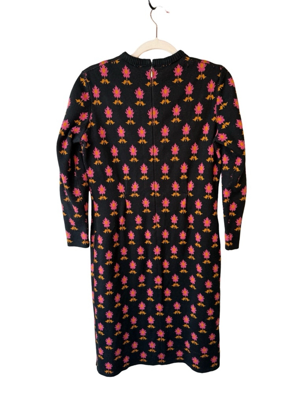 Vintage Johnathan Martin Black Floral Knit Dress with Pink & Gold Pattern Size S - Picture 3 of 16